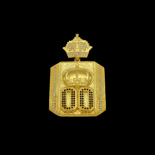 Pingente 00 Com Coroa Banhado a Ouro 18K