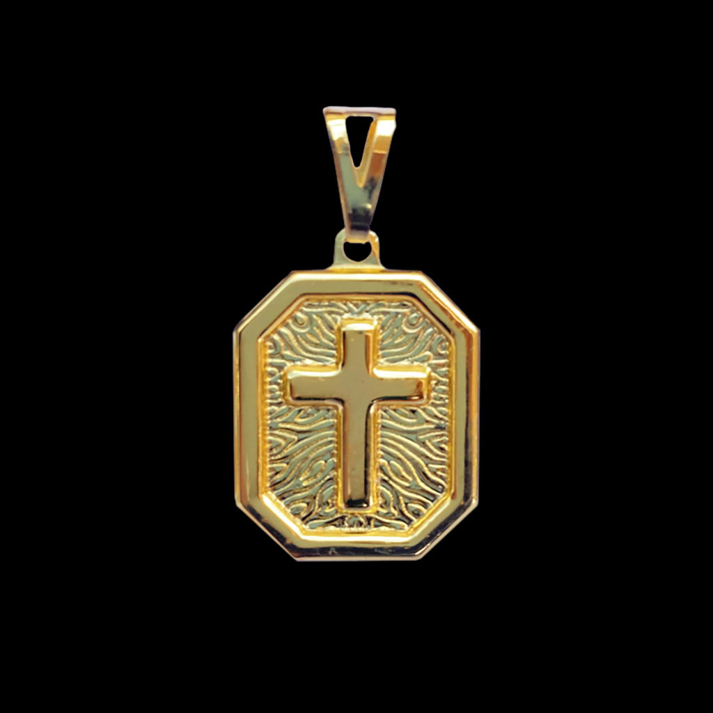 Pingente Placa Cruz Banhado a Ouro 18K