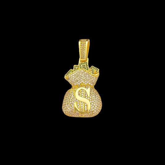 Pingente Saco De Dinheiro Banhado a Ouro 18K