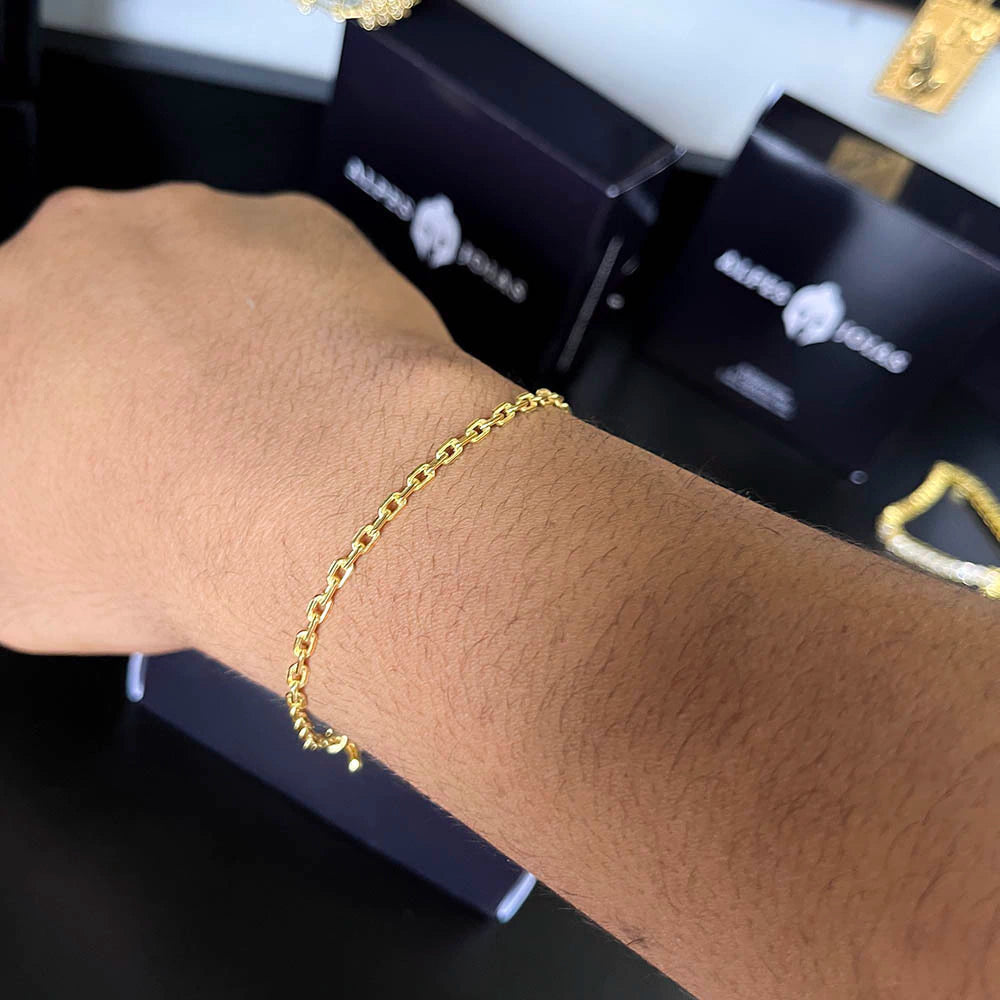 Kit Corrente e Pulseira Cadeado 2mm e Pingente Placa São Jorge Banhado a Ouro 18K