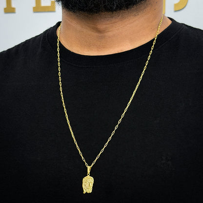 Corrente Cartie 2mm e Pingente Face de Cristo Banhado a Ouro 18K