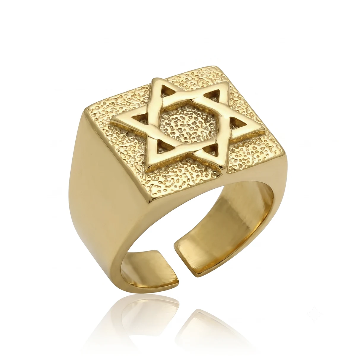 Anel Estrela de Davi Banhado a Ouro 18K