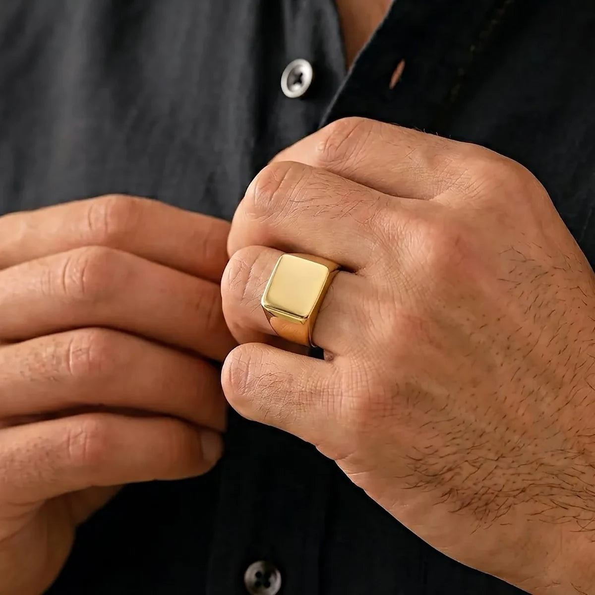 Anel Liso M Banhado a Ouro 18K