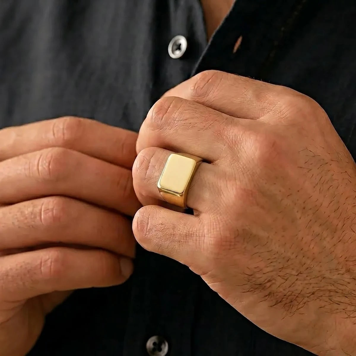 Anel Liso P Banhado a Ouro 18K