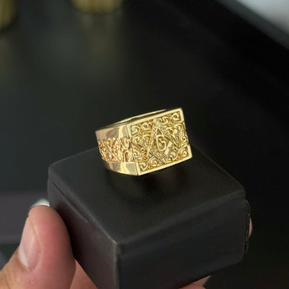 Anel Maçonaria Banhado a Ouro 18K
