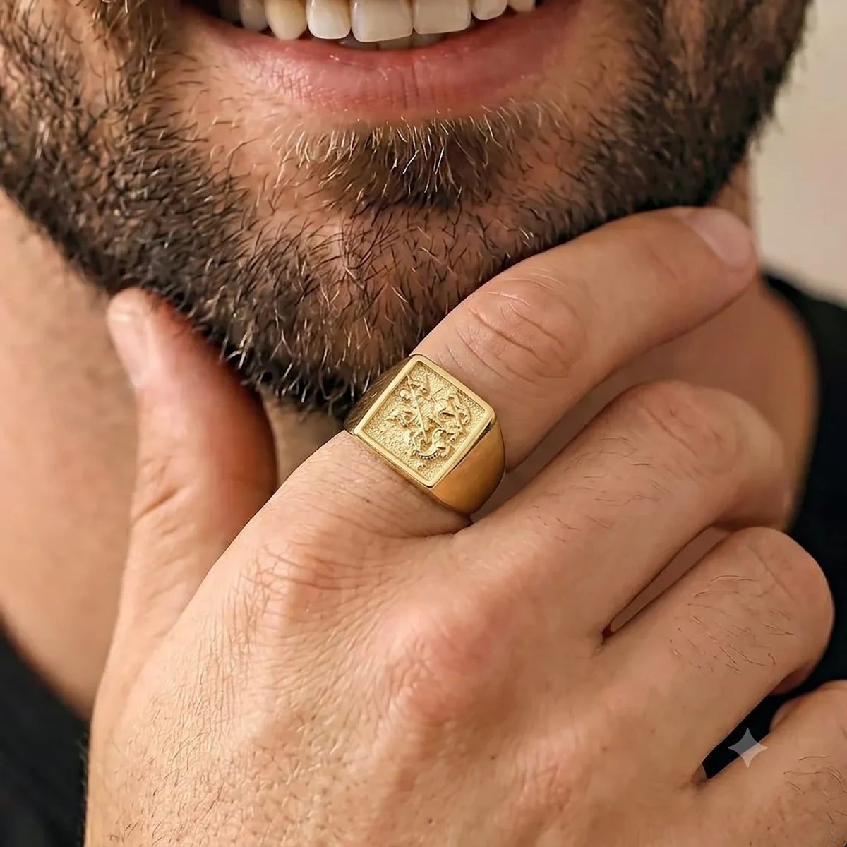 Anel São Jorge Banhado a Ouro 18K
