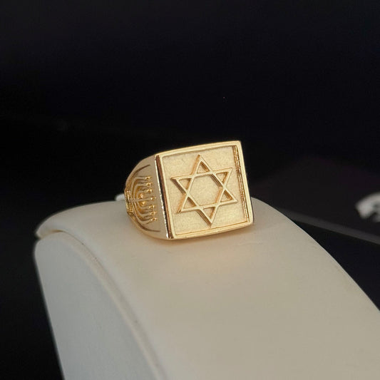 Anel Estrela de Davi Detalhado Banhado a Ouro 18K