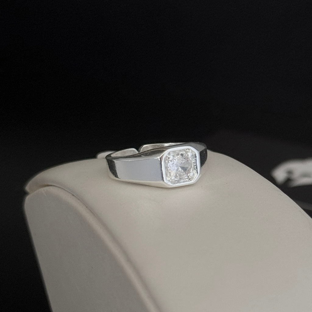 Anel Pedra Cristal Banhado a Prata