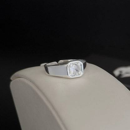 Anel Pedra Cristal Banhado a Prata