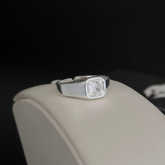 Anel Pedra Cristal Banhado a Prata