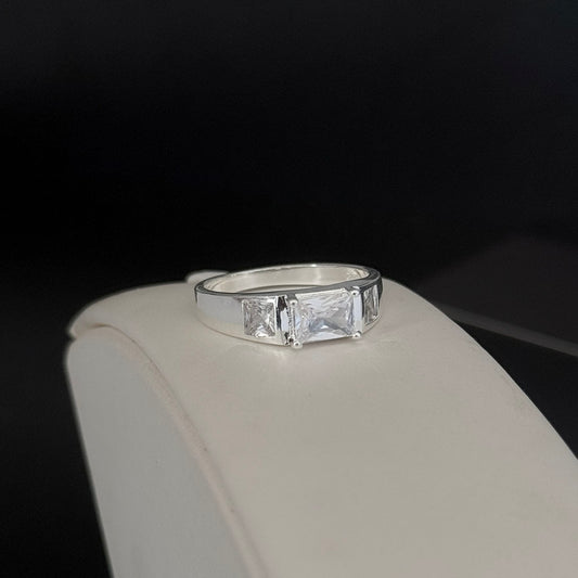 Anel Pedra Cristal Vintage Banhado a Prata