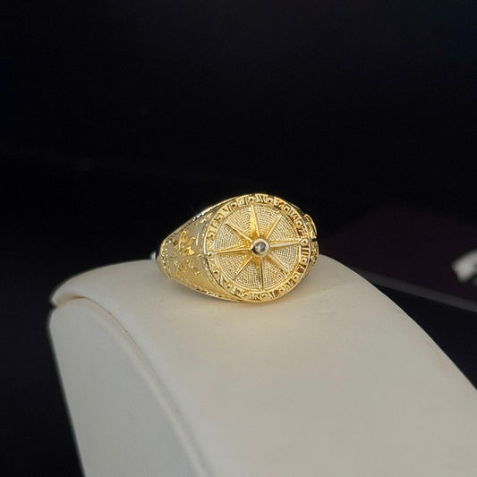 Anel Rosa dos Ventos Banhado a Ouro 18K