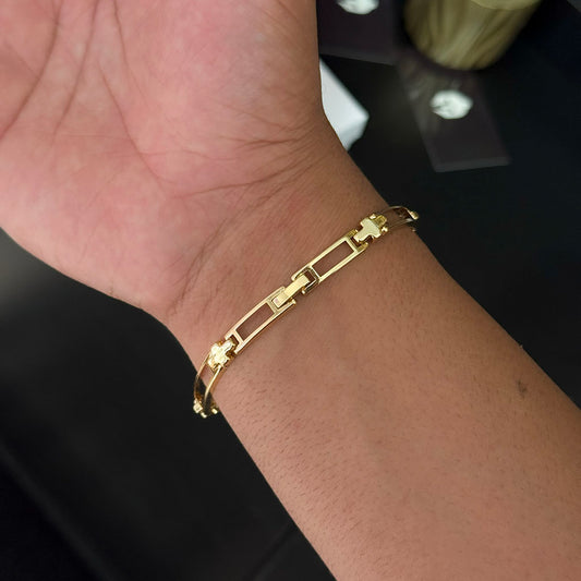 Bracelete Vazado 6mm Banhado a Ouro 18K