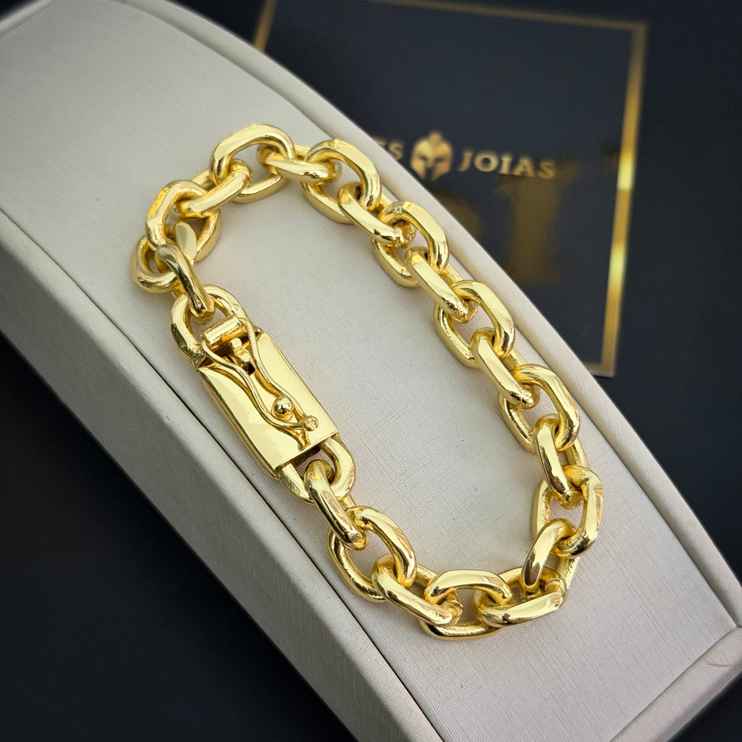 Pulseira Cadeado 10mm Banhado a Ouro 18K