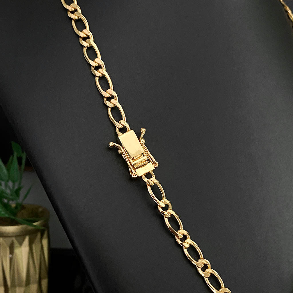 Corrente 1x1 5mm e Pingente Letra Banhado a Ouro 18K