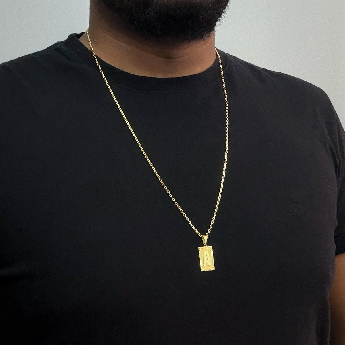 Corrente Cadeado 1,2mm e Pingente Letra Banhado a Ouro 18K
