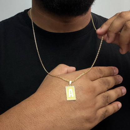 Corrente Cadeado 1,2mm e Pingente Letra Banhado a Ouro 18K