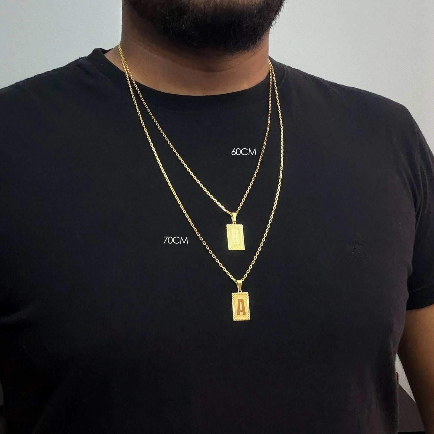 Corrente Cadeado 1,2mm e Pingente Letra Banhado a Ouro 18K