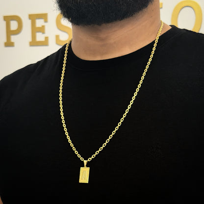 Corrente Cadeado 3mm e Pingente Letra Banhado a Ouro 18K
