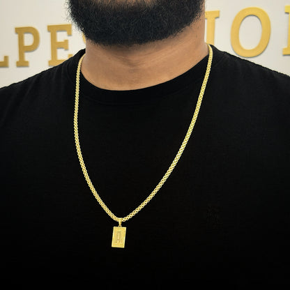 Corrente Cadeado Duplo 4mm e Pingente Letra Banhado a Ouro 18K