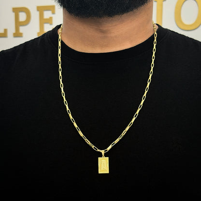 Corrente Elo Alongado 4mm e Pingente Letra Banhado a Ouro 18K