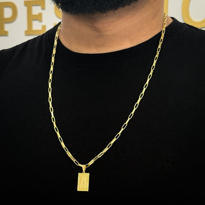 Corrente Elo Alongado 4mm e Pingente Letra Banhado a Ouro 18K