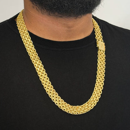 Corrente Esteira 16mm Banhado a Ouro 18K