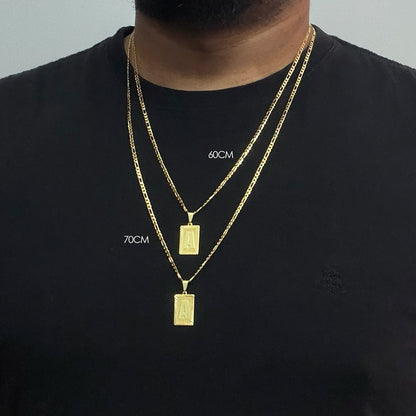 Corrente Fígaro 3x1 2mm e Pingente Letra Banhado a Ouro 18K
