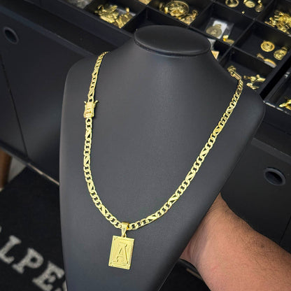Corrente Friso S 3x1 5mm e Pingente Letra Banhado a Ouro 18K