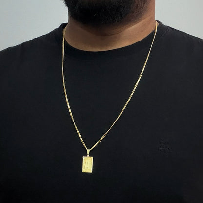 Corrente Grumet 2mm e Pingente Letra Banhado a Ouro 18K