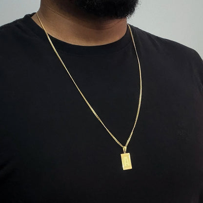 Corrente Grumet 2mm e Pingente Letra Banhado a Ouro 18K