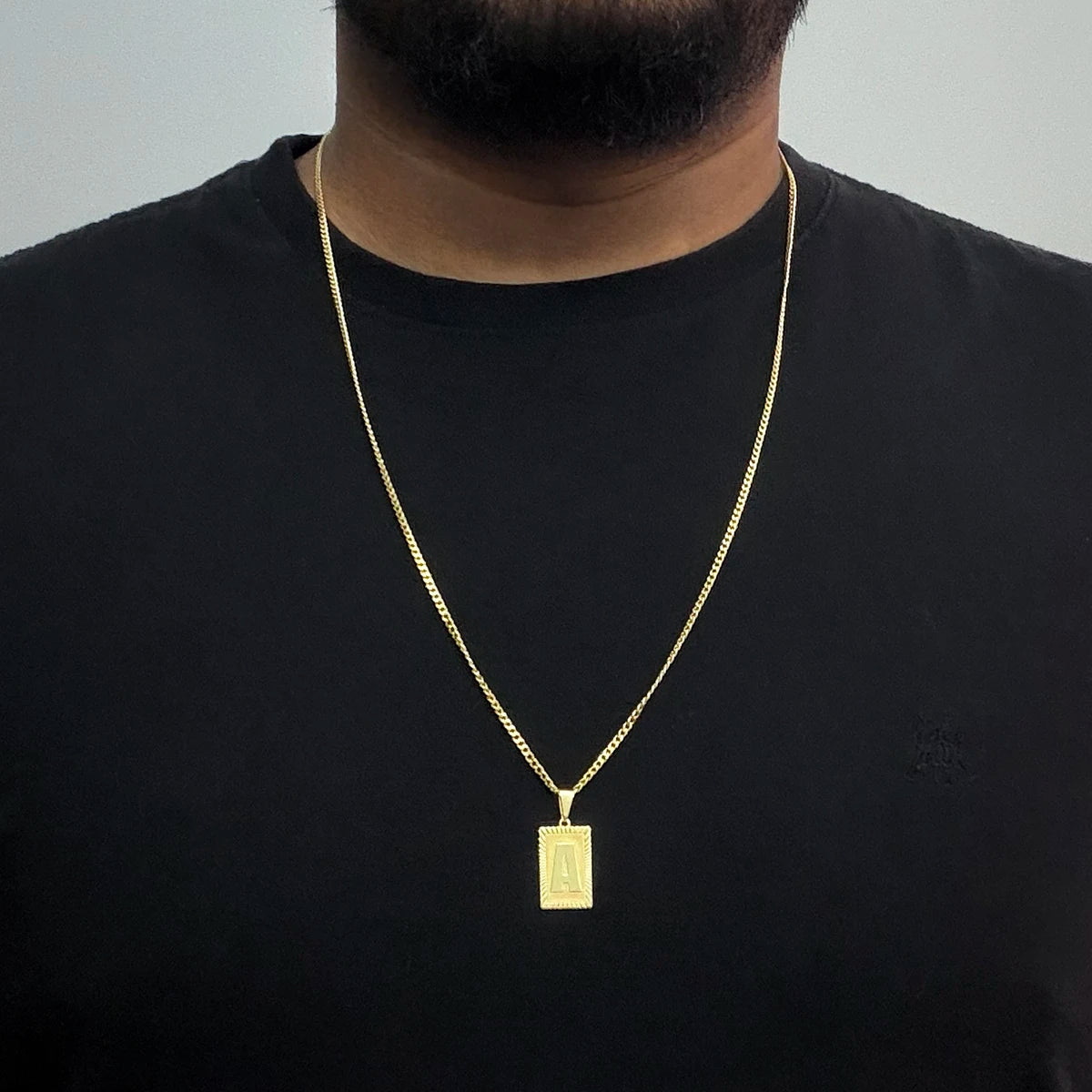 Corrente Grumet 2mm e Pingente Letra Banhado a Ouro 18K