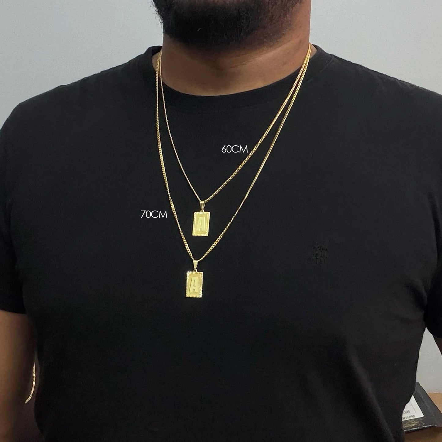 Corrente Grumet 2mm e Pingente Letra Banhado a Ouro 18K