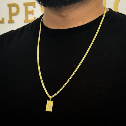 Corrente Grumet 3mm e Pingente Letra Banhado a Ouro 18K