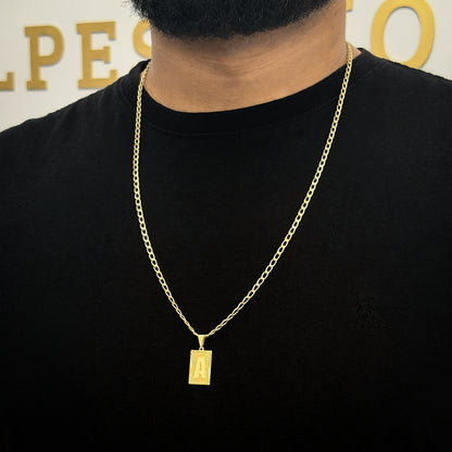 Corrente Grumet Aberta 4mm e Pingente Letra Banhado a Ouro 18K