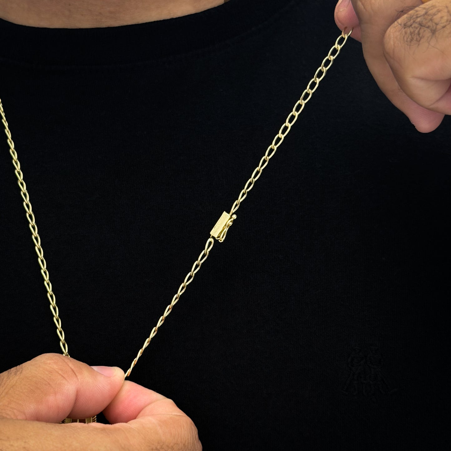 Corrente Grumet Aberta 4mm e Pingente Letra Banhado a Ouro 18K