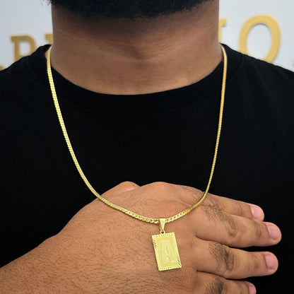 Corrente Grumet Flat 3mm e Pingente Letra Banhado a Ouro 18K