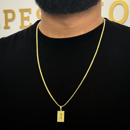 Corrente Grumet Flat 3mm e Pingente Letra Banhado a Ouro 18K