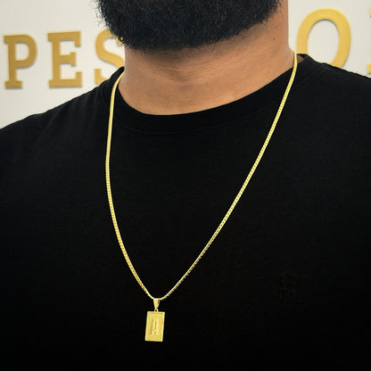 Corrente Grumet Flat 3mm e Pingente Letra Banhado a Ouro 18K