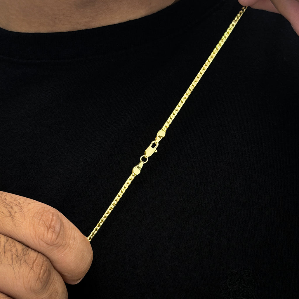 Corrente Grumet Flat 3mm e Pingente Letra Banhado a Ouro 18K