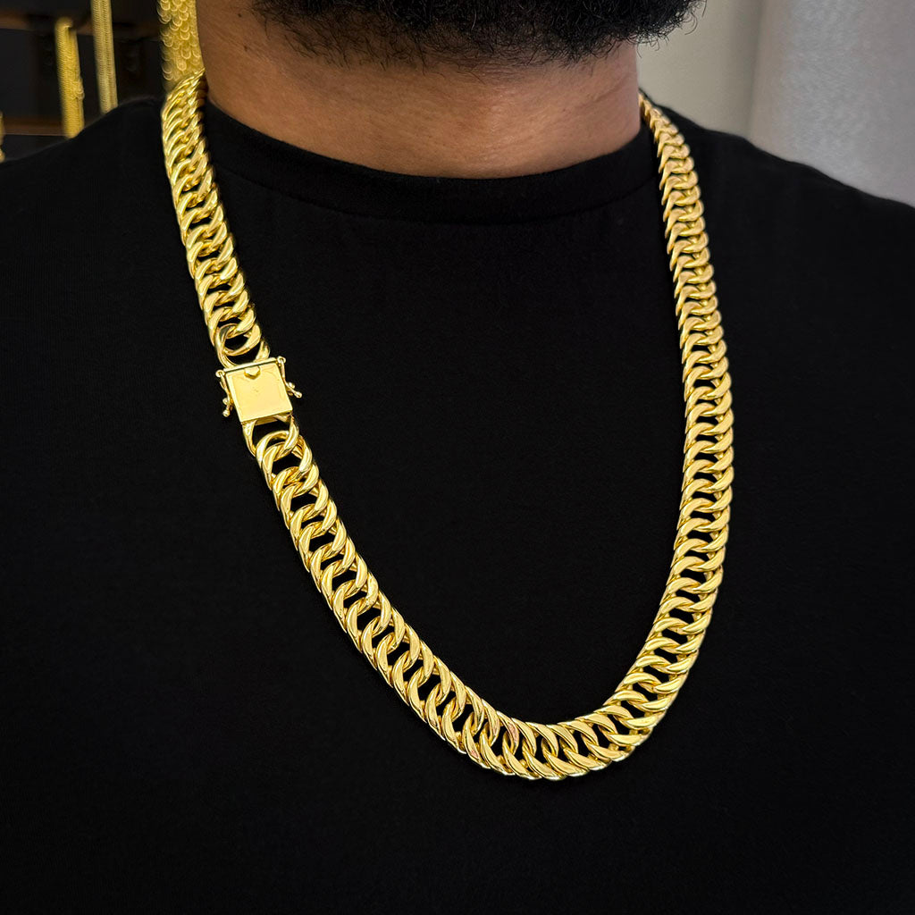 Corrente Maciça 15mm Banhado a Ouro 18K