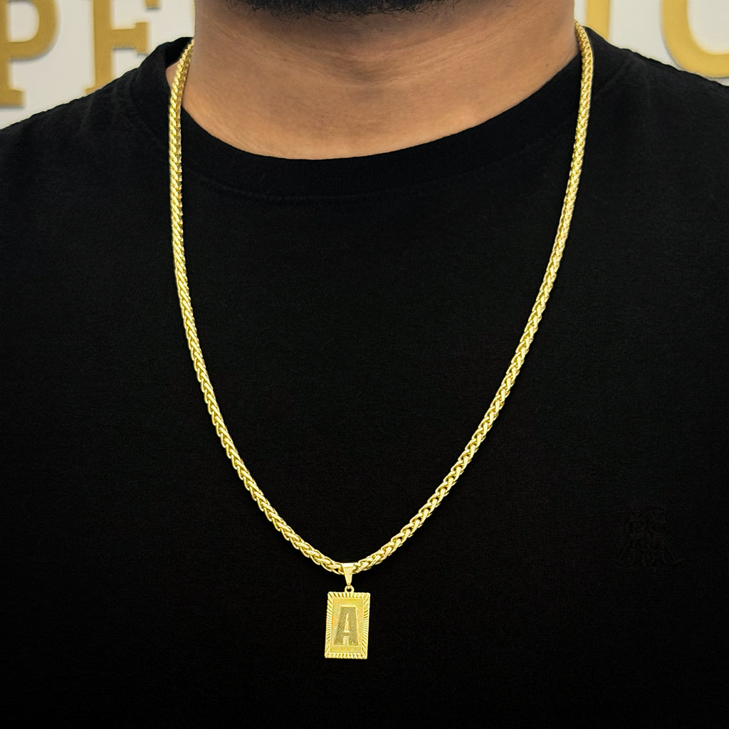 Corrente Peruana 5mm e Pingente Letra Banhado a Ouro 18K