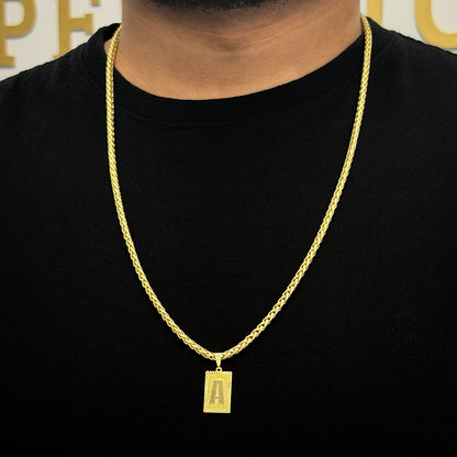 Corrente Peruana 5mm e Pingente Letra Banhado a Ouro 18K