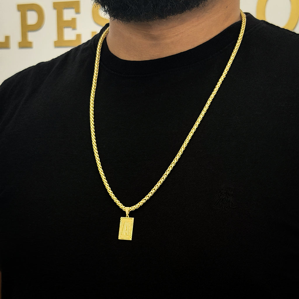 Corrente Peruana 5mm e Pingente Letra Banhado a Ouro 18K