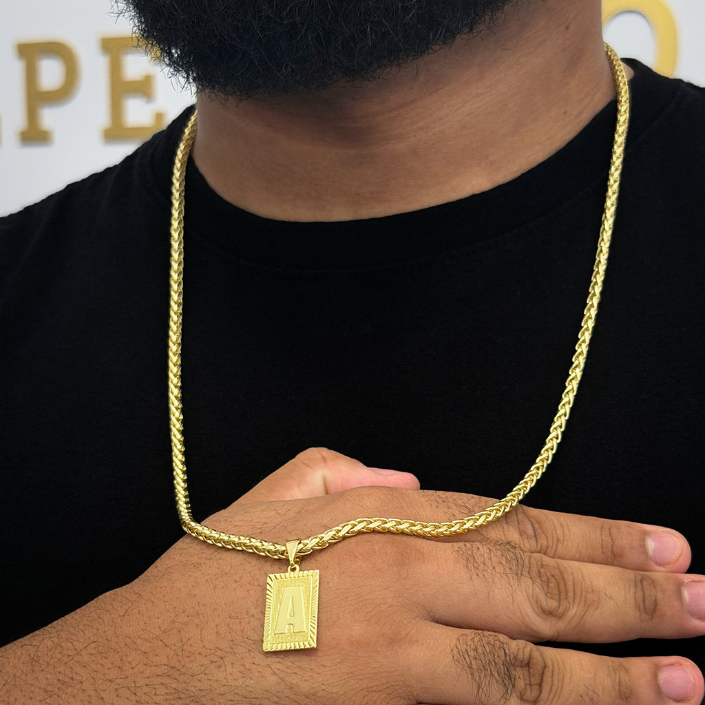 Corrente Peruana 5mm e Pingente Letra Banhado a Ouro 18K