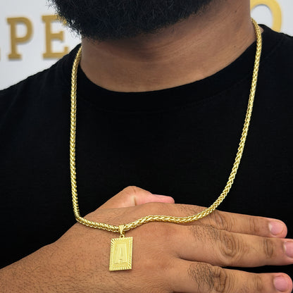 Corrente Peruana 5mm e Pingente Letra Banhado a Ouro 18K