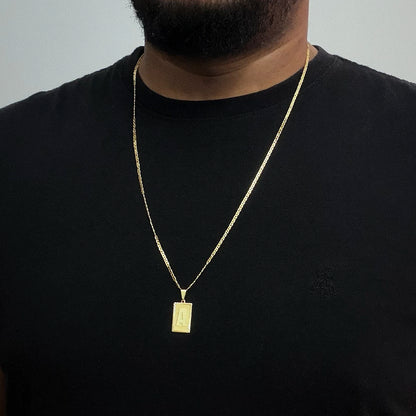 Corrente Piastrini 2mm e Pingente Letra Banhado a Ouro 18K