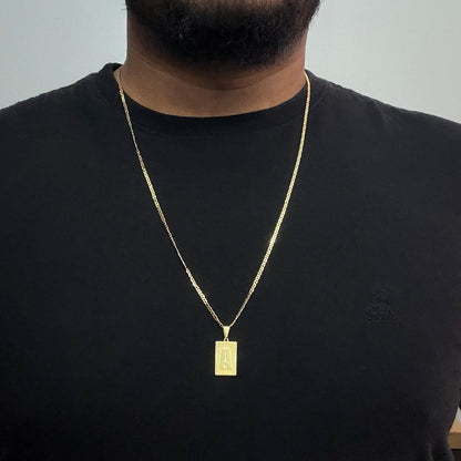 Corrente Piastrini 2mm e Pingente Letra Banhado a Ouro 18K