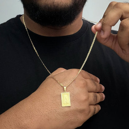 Corrente Piastrini 2mm e Pingente Letra Banhado a Ouro 18K