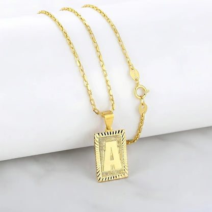 Corrente Tijolinho 1mm e Pingente Letra Banhado a Ouro 18K